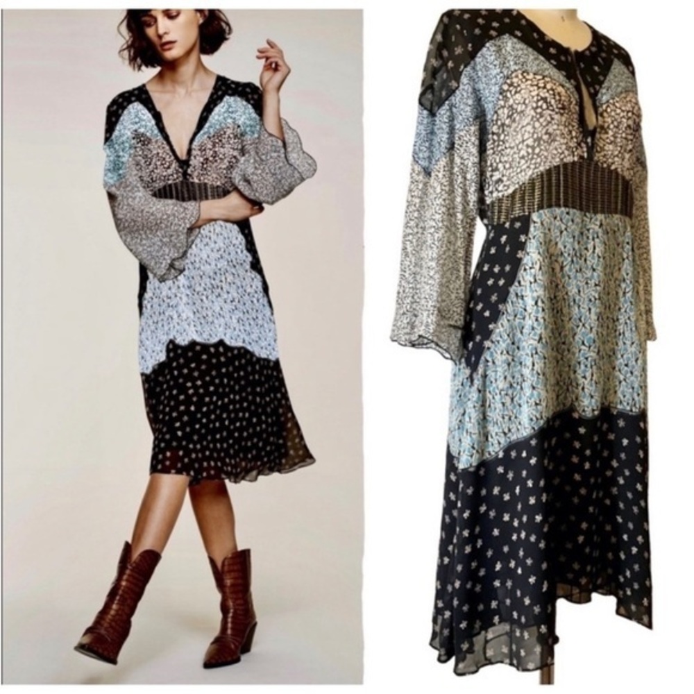 Dorothee Schumacher SILK Flowy Midi Print Dress Large Travel to Europe Large